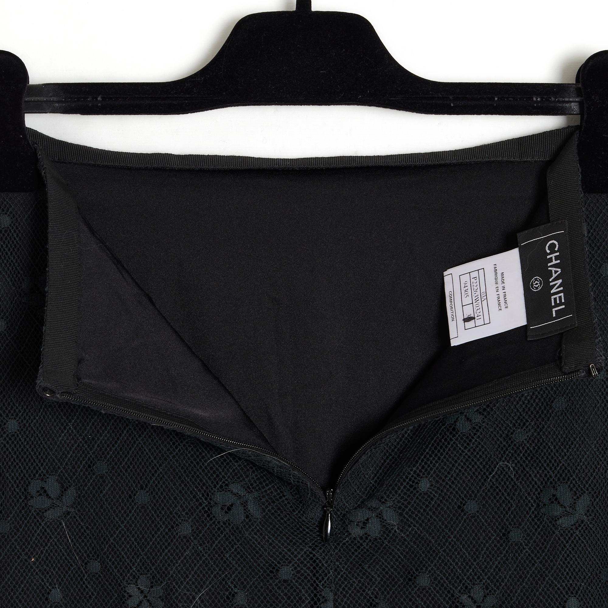 Chanel 2003 AH Jupe Dentelle noir FR36 FW Schwarz Voller Spitzenrock UK8 US6 Damen im Angebot