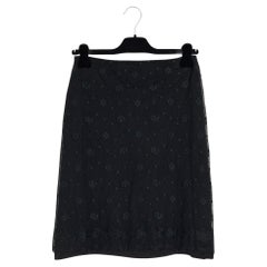 Chanel 2003 AH Jupe Dentelle noir FR36 FW Black Full Lace Skirt UK8 US6