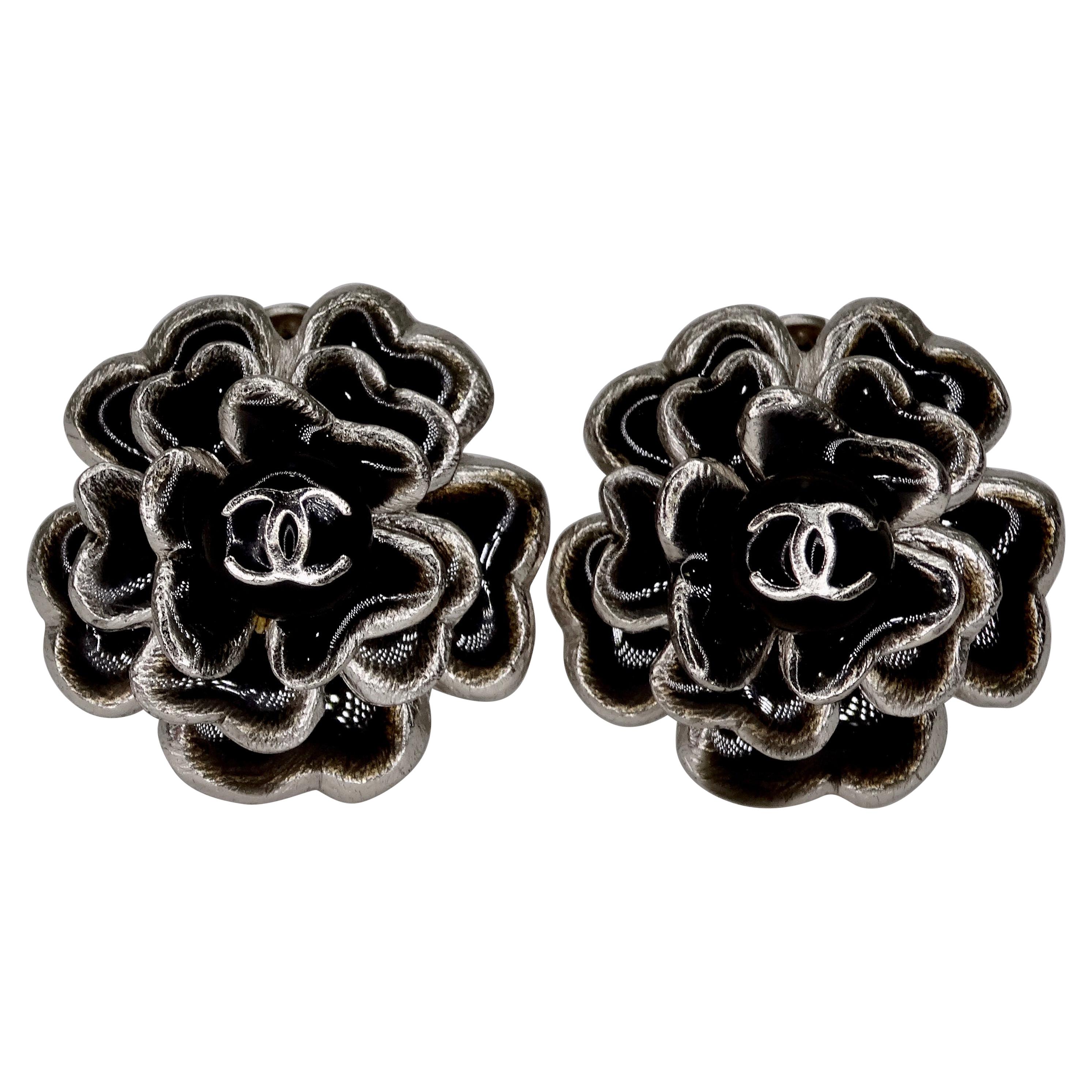 Chanel 2003 Camellia Flower Earrings