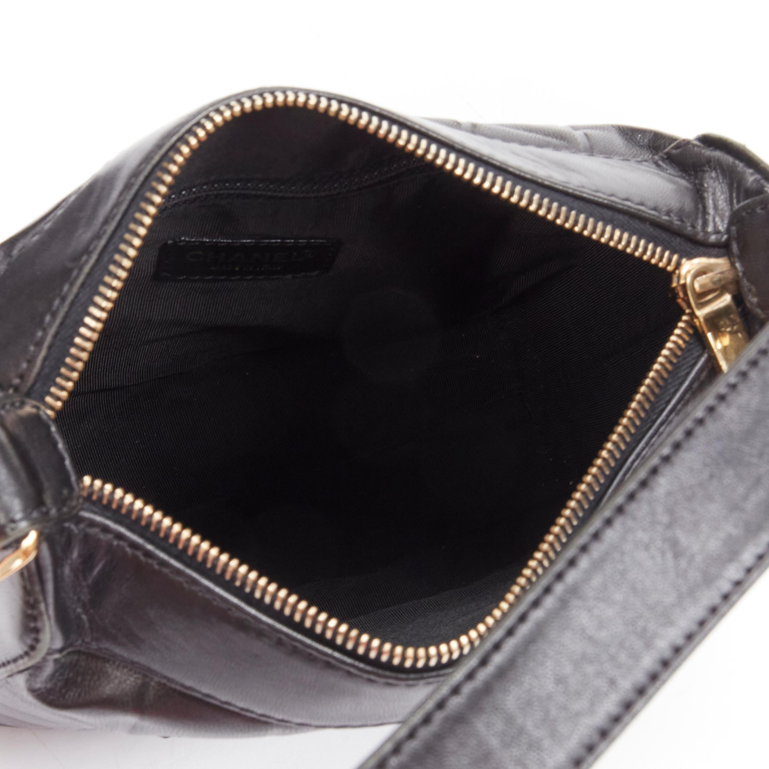 CHANEL 2003 Chocolate Bar black lambskin leather CC gold buckle shoulder bag For Sale 6