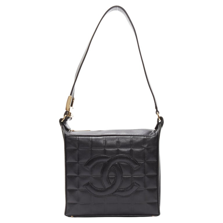 Pre-Owned CHANEL Chanel chocolate bar here mark tote bag chain quilting  cotton jersey black (Good) 