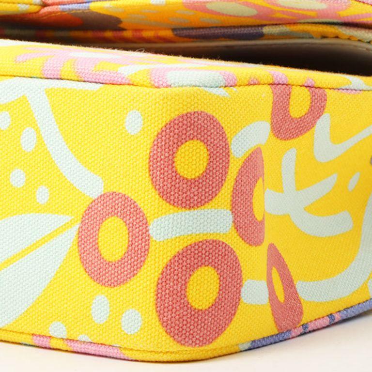 Chanel 2003 Cotton Flower Design Print Classic Flap Chain Bag 25cm For Sale 6