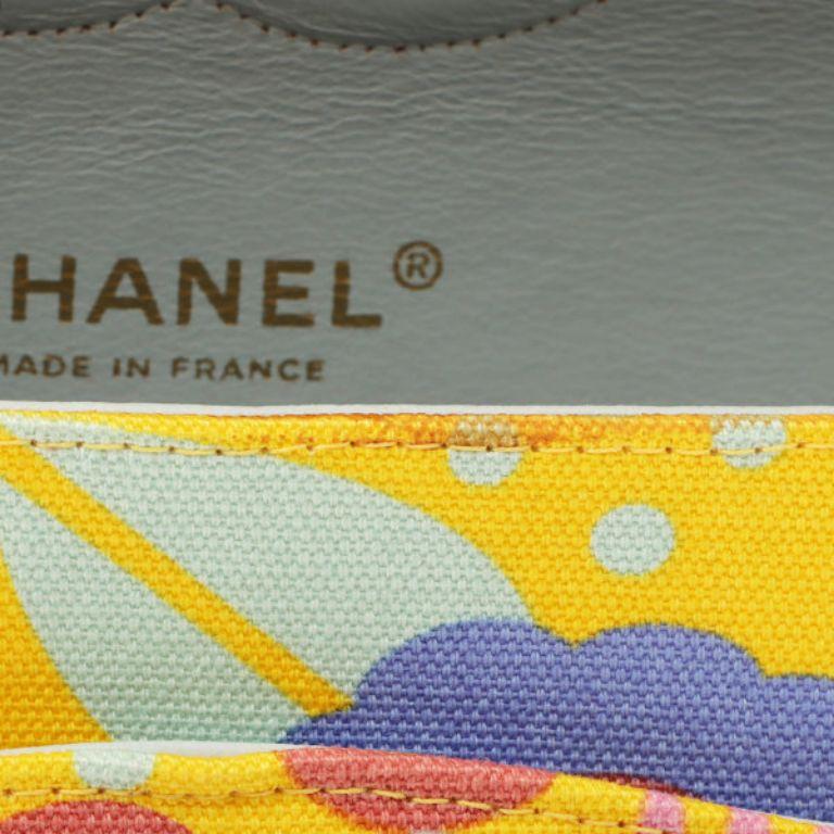Chanel 2003 Cotton Flower Design Print Classic Flap Chain Bag 25cm For Sale 16