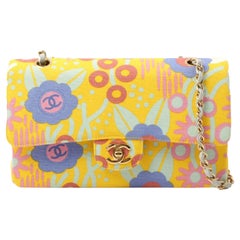 Chanel 2003 Cotton Flower Design Print Classic Flap Chain Bag 25cm