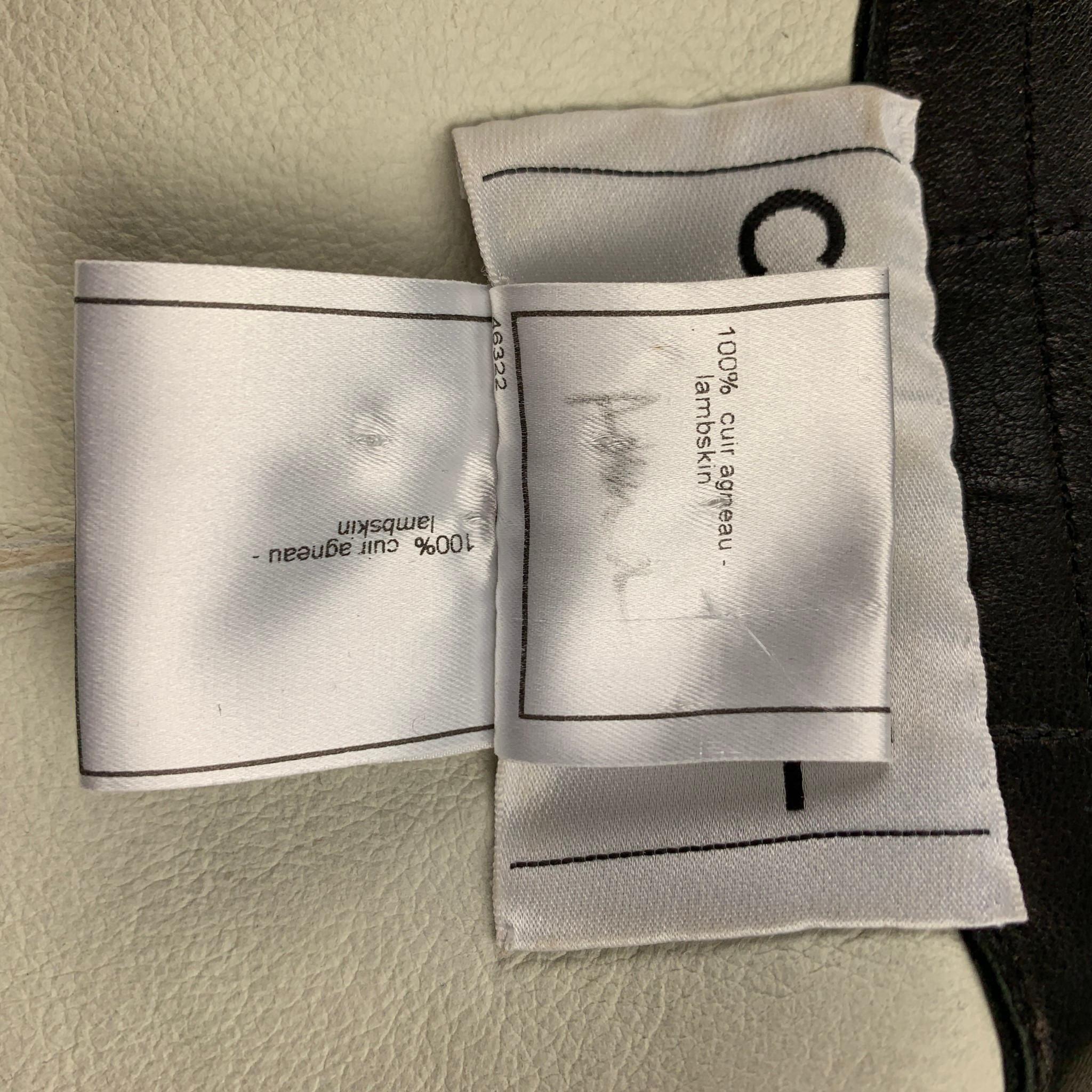 CHANEL 2003 Size 6 Cream & Black Shearling Leather Lamb Skin Jacket In Good Condition In San Francisco, CA