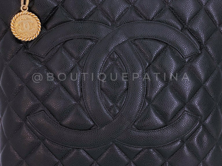 Chanel 2003 Vintage Black Caviar Medallion Shopper Tote Bag 24k GHW –  Boutique Patina