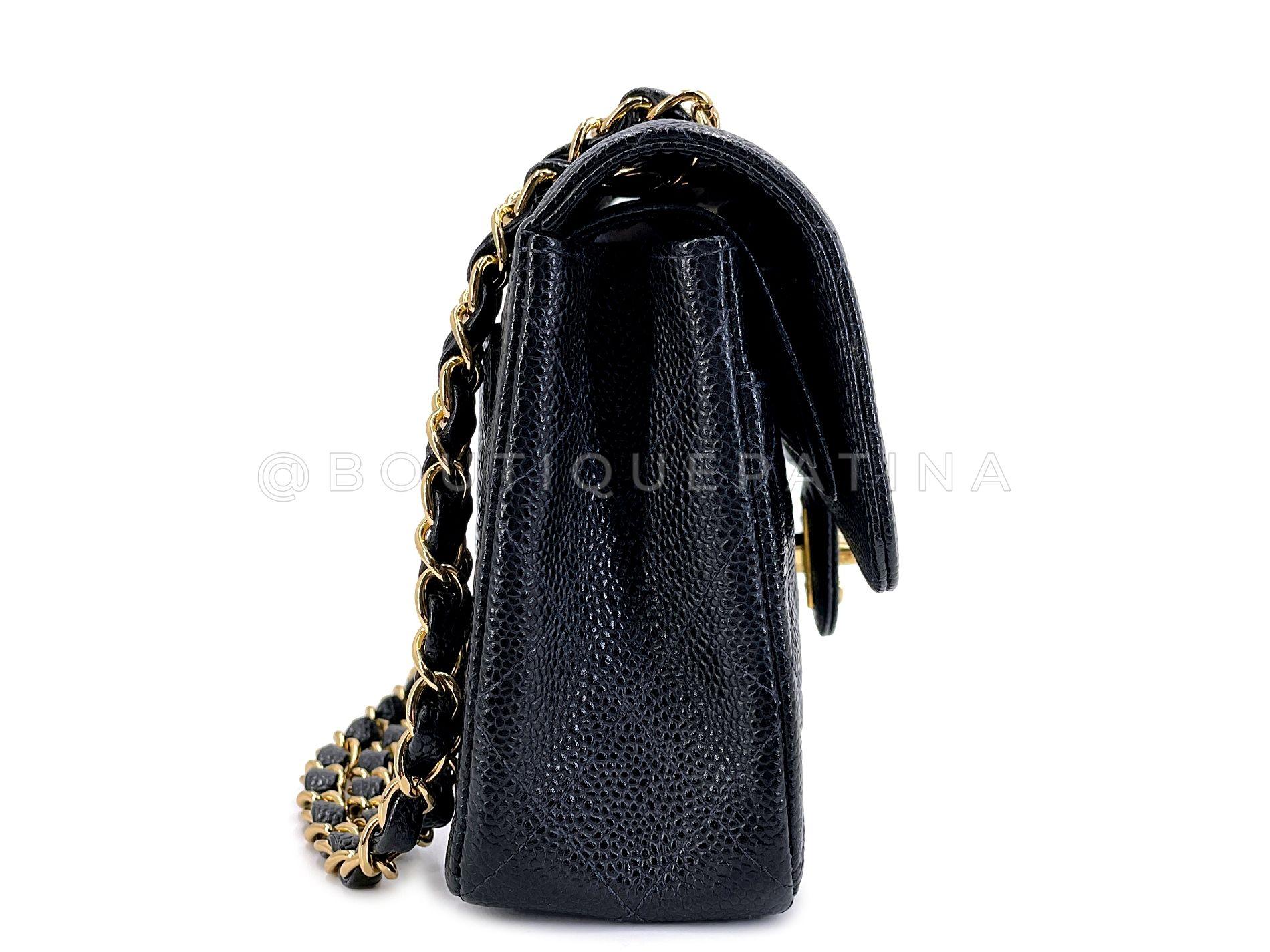 Women's Chanel 2003 Vintage Black Caviar Small Classic Double Flap Bag 24k GHW 67931