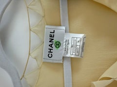 CHANEL 2003 Vintage Silk Vanilla Blouse Ethereal Chevron Top Runway