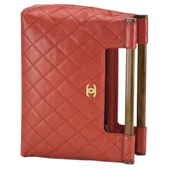 Chanel 2003 Holz Top Handle Rare Red Caviar Jumbo Kelly Envelope Clutch Tote Bag