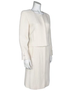 Chanel 2003C Cream Wool Bouclé Skirt Suit