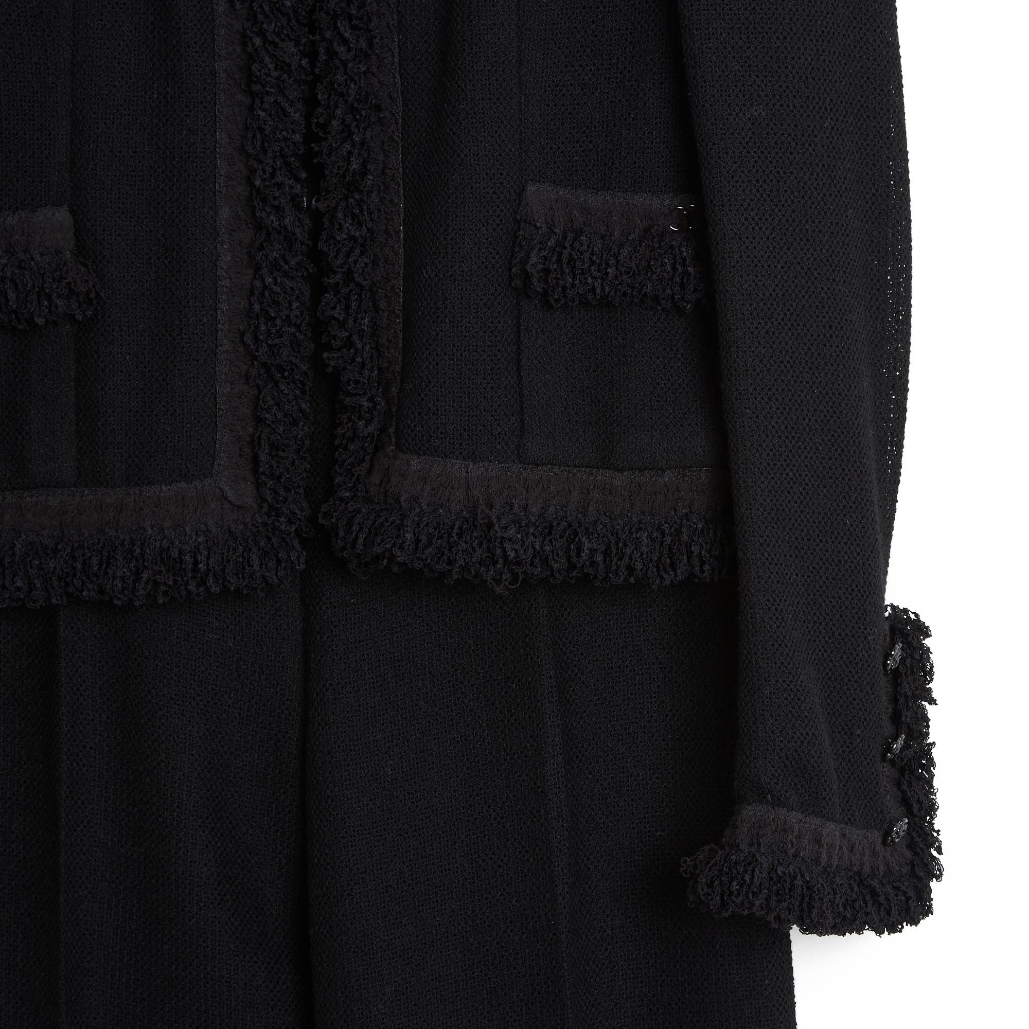 Women's Chanel 2003C Veste Pantalon FR40 Black Wool and Silk Jacket Ensemble UK12 US8