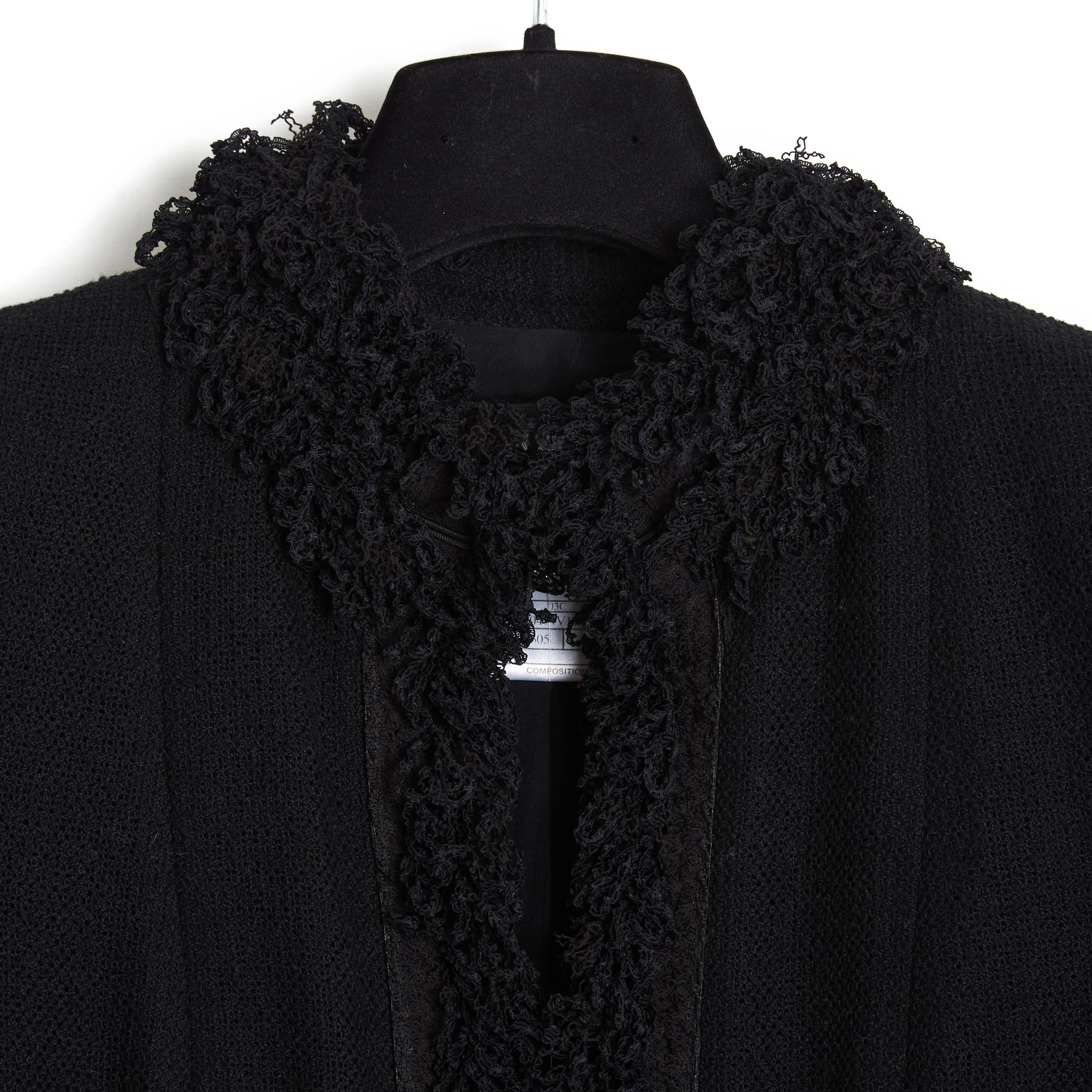 Chanel 2003C Veste Pantalon FR40 Black Wool and Silk Jacket Ensemble UK12 US8 2