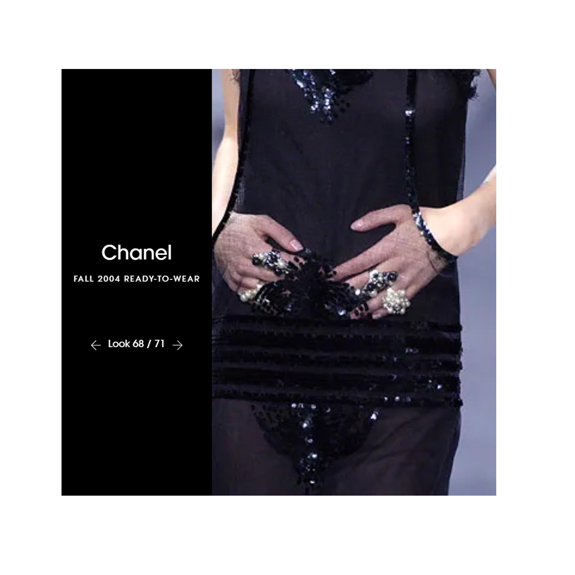 Chanel 2004 Bague T53/54 Black White Pearls Maxi Ring US6.5 For Sale 2
