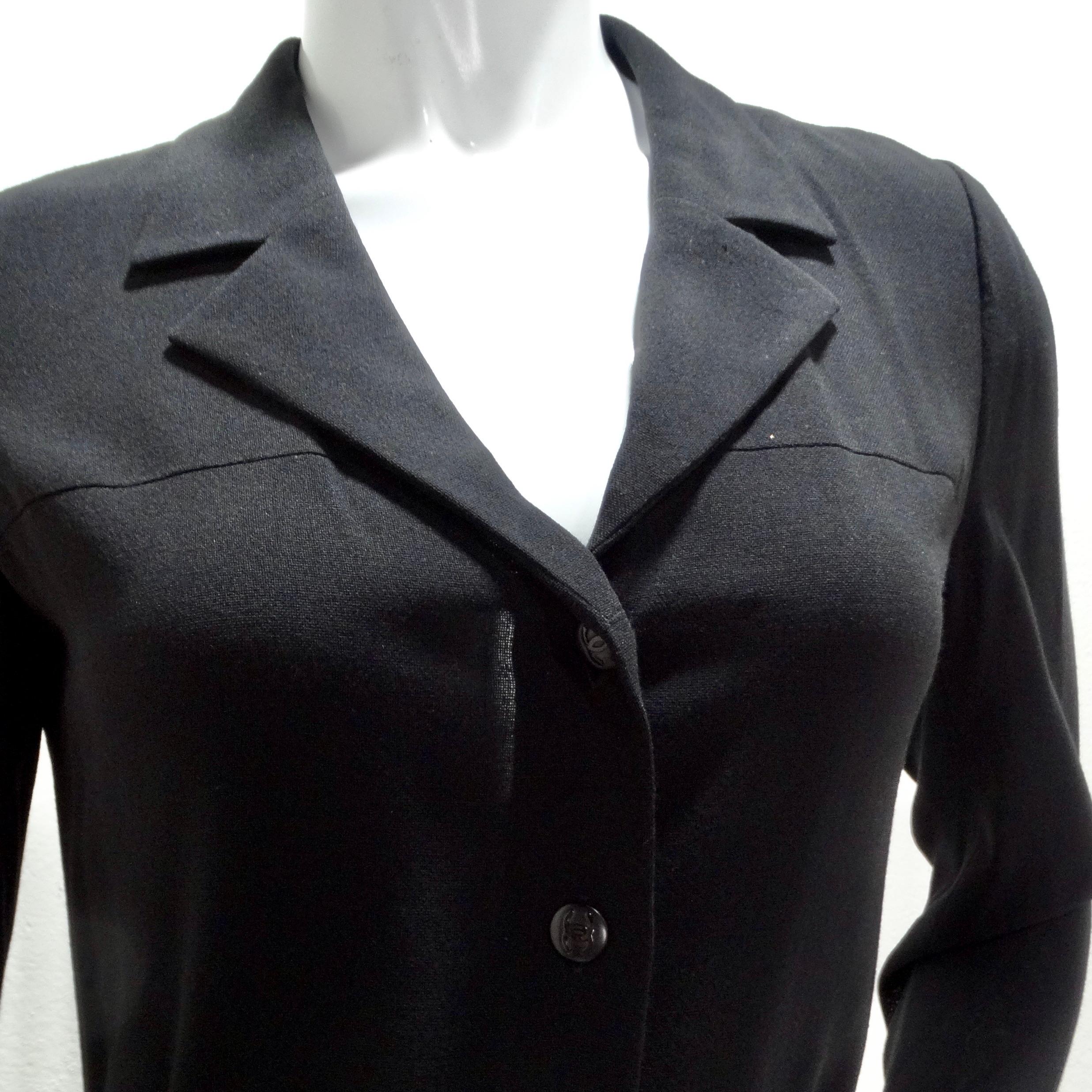 Chanel 2004 Black Button Up Collared Dress and Belt In Good Condition For Sale In Scottsdale, AZ