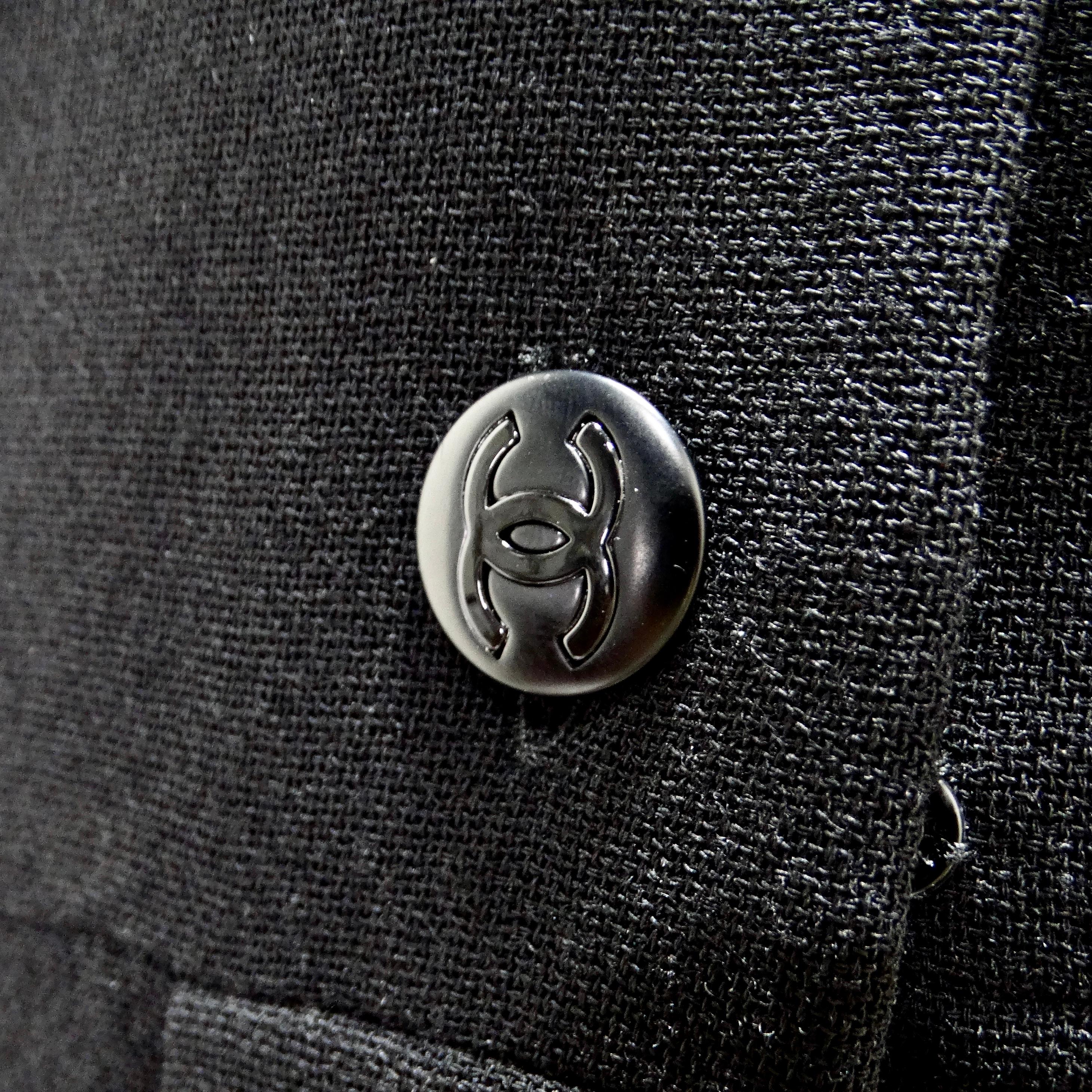 Chanel 2004 - Robe à col boutonné et ceinture en noir en vente 1