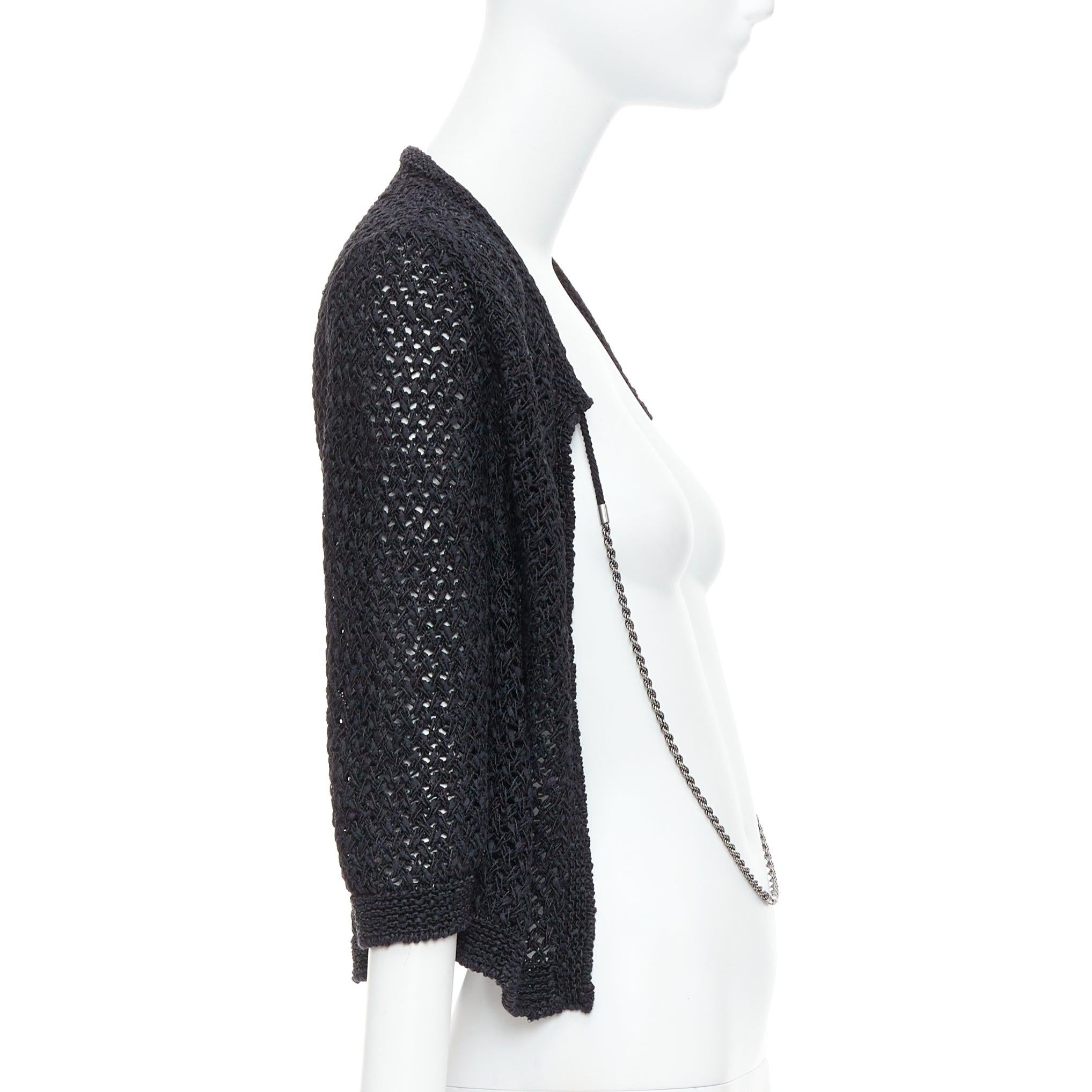 CHANEL 2004 cardigan à mailles ouvertes en coton mélangé CC noir FR38 M Excellent état - En vente à Hong Kong, NT