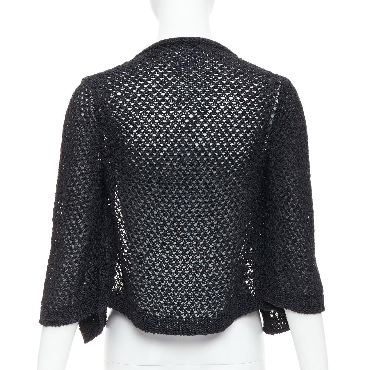 CHANEL 2004 cardigan à mailles ouvertes en coton mélangé CC noir FR38 M Pour femmes en vente