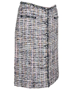 Chanel 2004 Black, White, Hints of Pink Bouclé Skirt