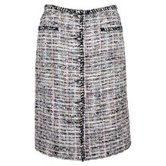Chanel 2004 Black, White, Hints of Pink Bouclé Skirt