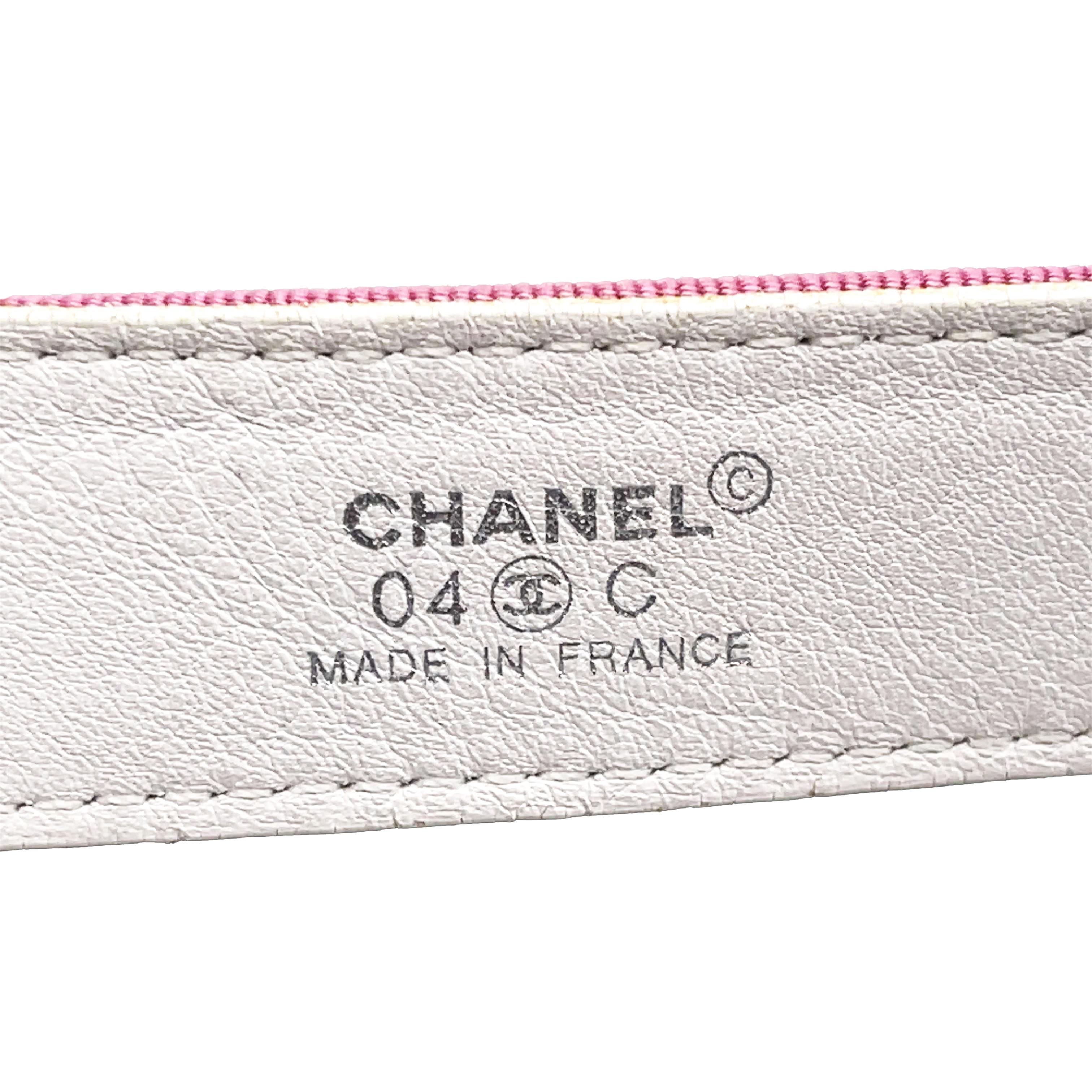 Chanel - 2004 Cruise Ivory and Grosgrain Belt - White / Pink / Green - 75/30 5