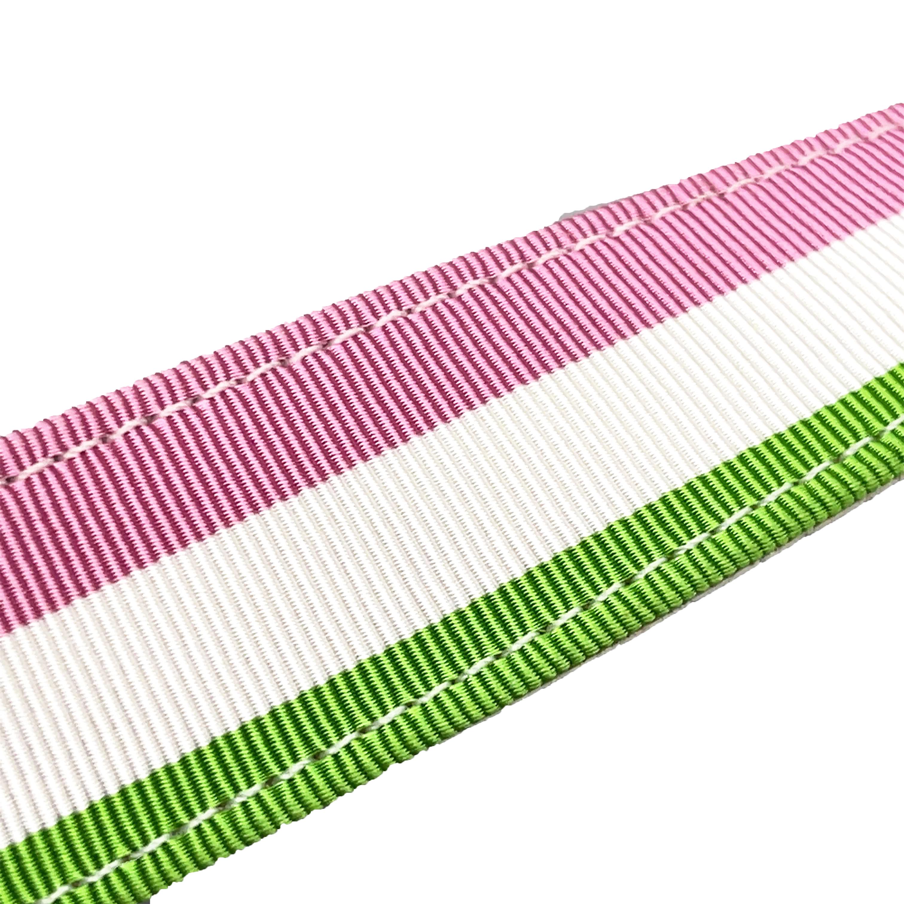 Chanel - 2004 Cruise Ivory and Grosgrain Belt - White / Pink / Green - 75/30 6