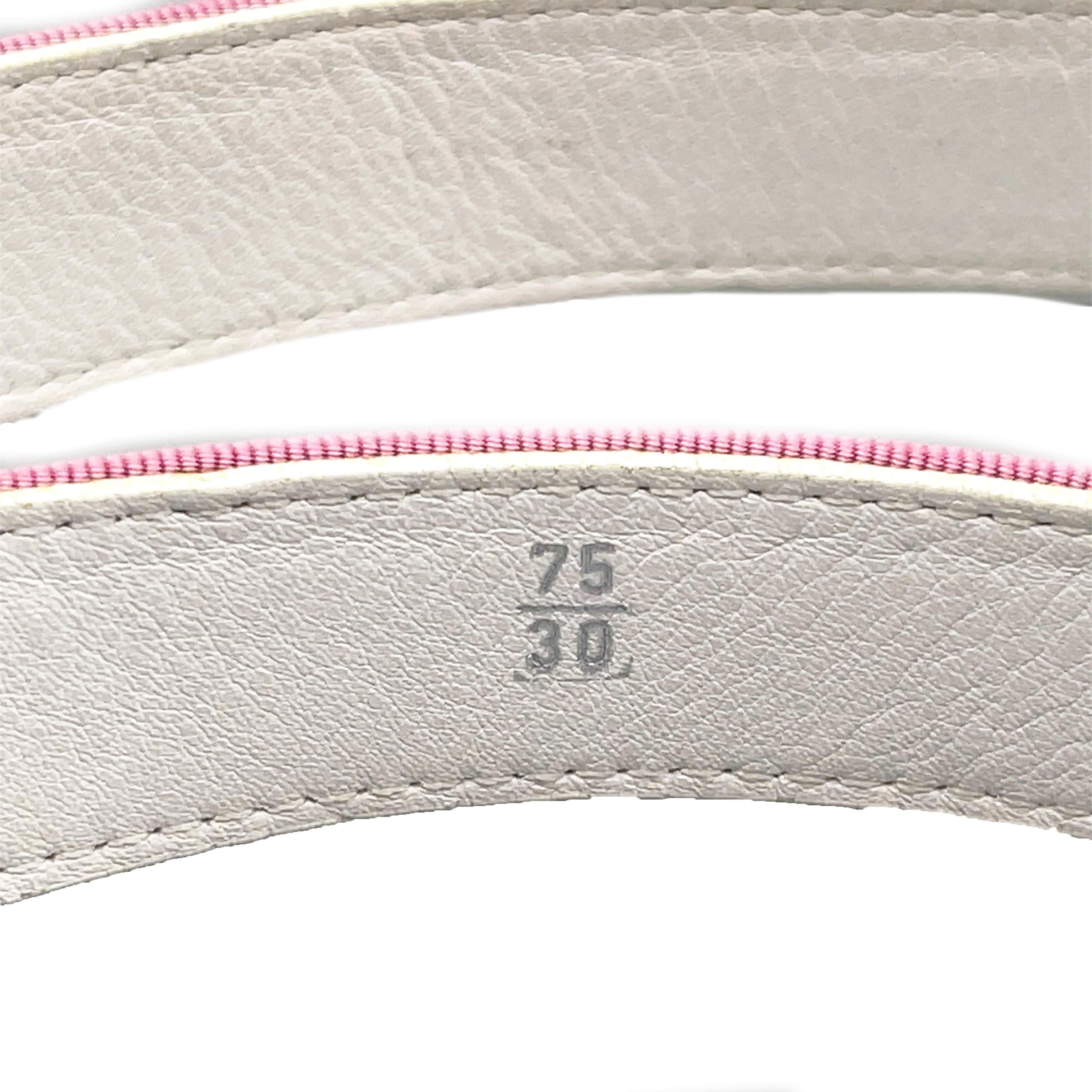 Chanel - 2004 Cruise Ivory and Grosgrain Belt - White / Pink / Green - 75/30 Beige