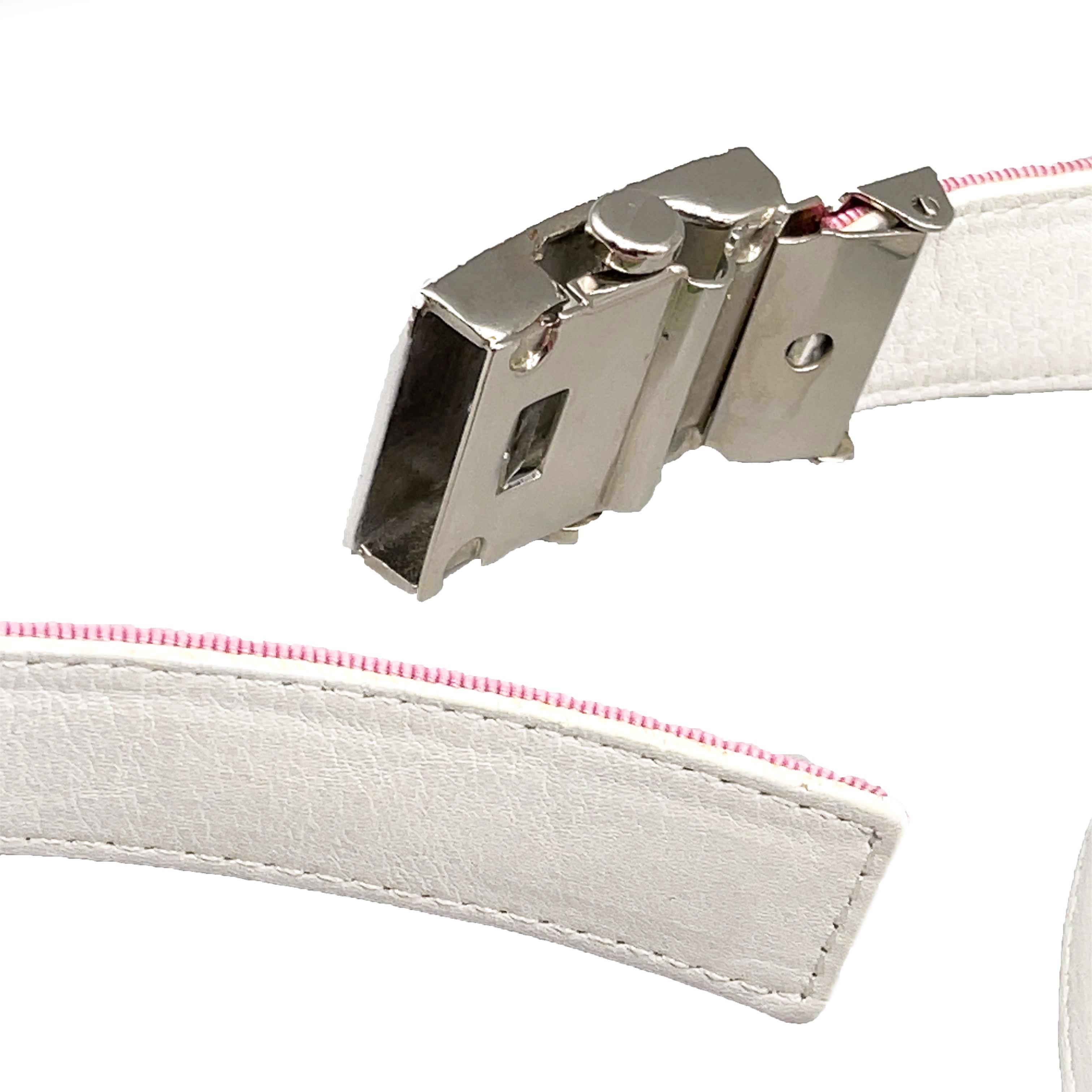 Chanel - 2004 Cruise Ivory and Grosgrain Belt - White / Pink / Green - 75/30 en Excelente Estado en Sanford, FL