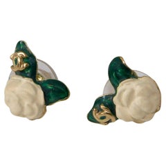 Chanel 2004 Fall Camellia Baramotif Stud Earrings