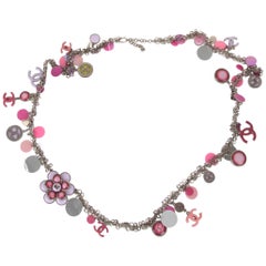 Chanel 2004 Fall/Winter (04P) Pink Silver Sequins Embellished Necklace/Belt