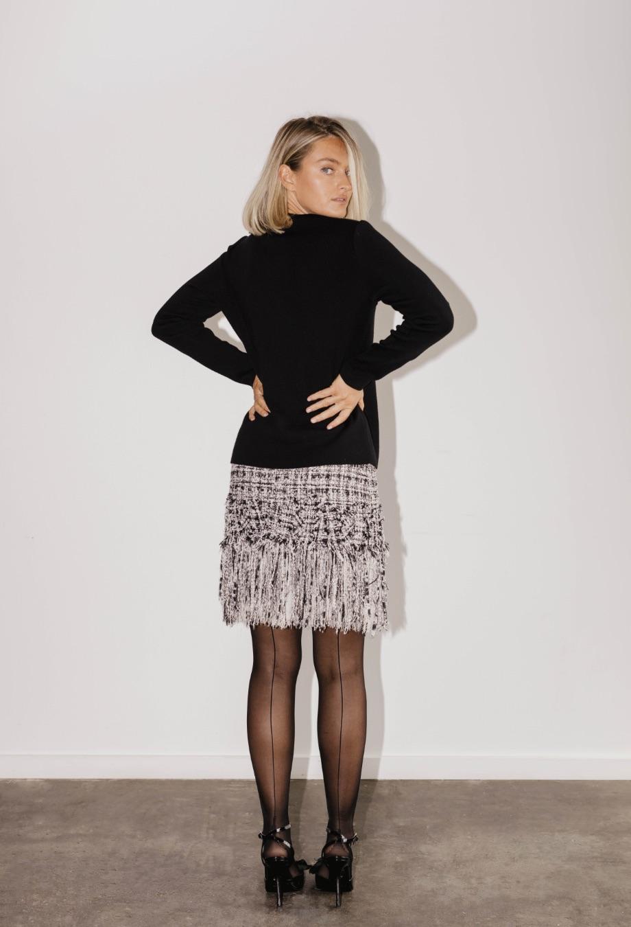 Gray Chanel 2004 Fringe Tweed Skirt