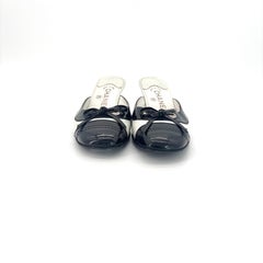 Chanel 2004 Karl Lagerfeld Bow Embellished Cap Toe Kitten Heel Mules 36.5