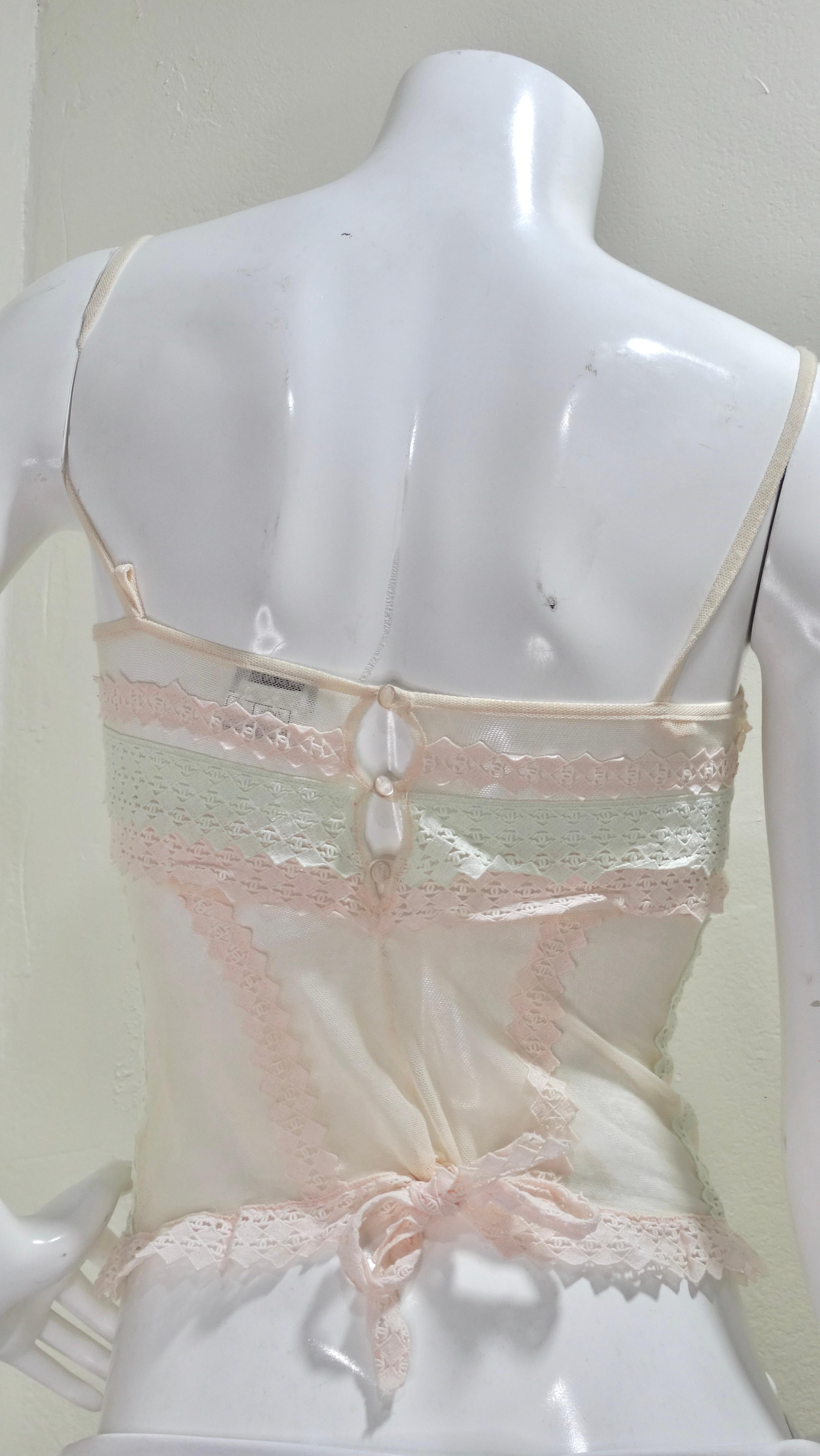Chanel 2004 Pastel CC Logo Embroidered Camisole In Excellent Condition In Scottsdale, AZ