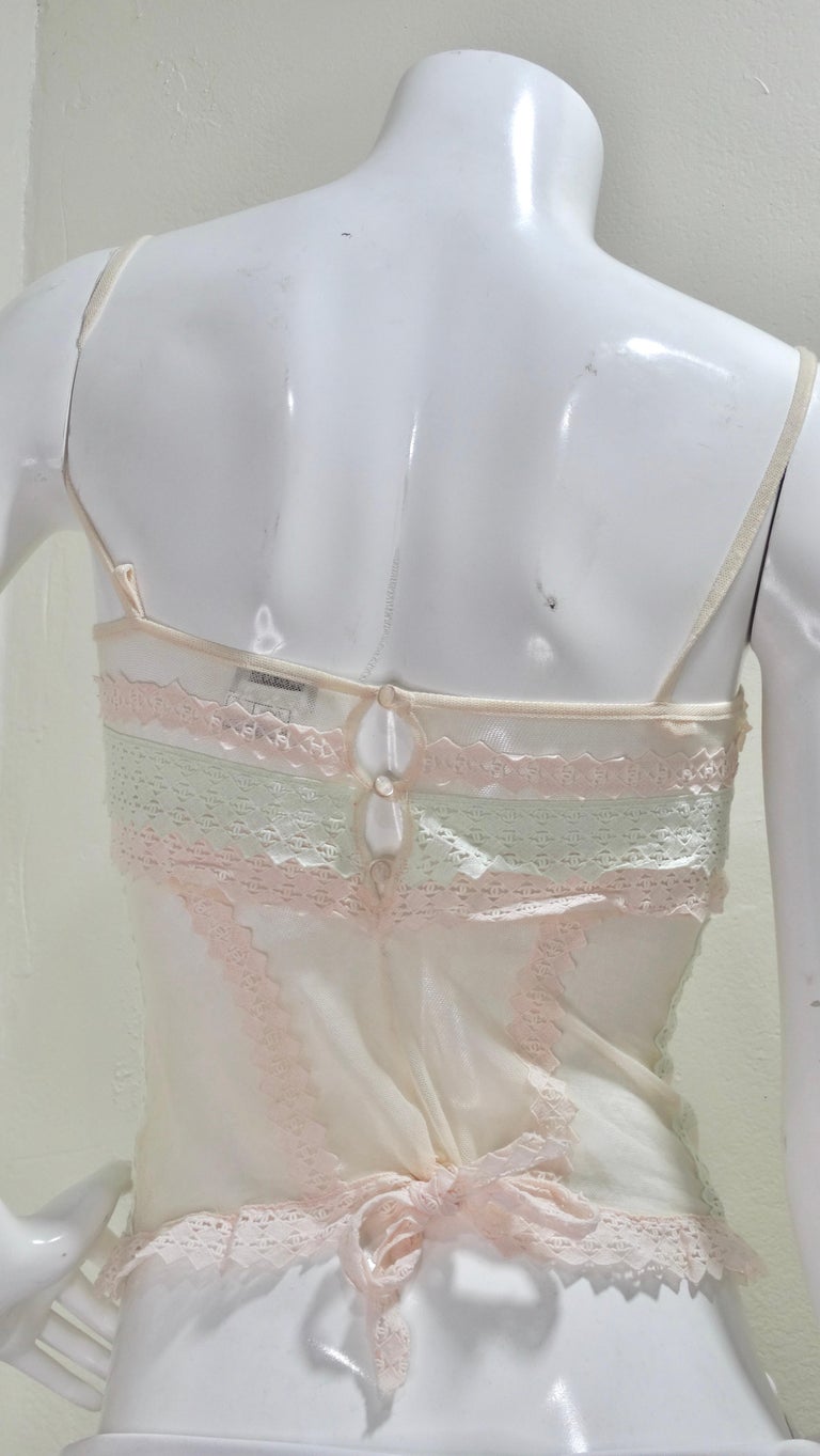 Women's Chanel 2004 Pastel CC Logo Embroidered Camisole For Sale