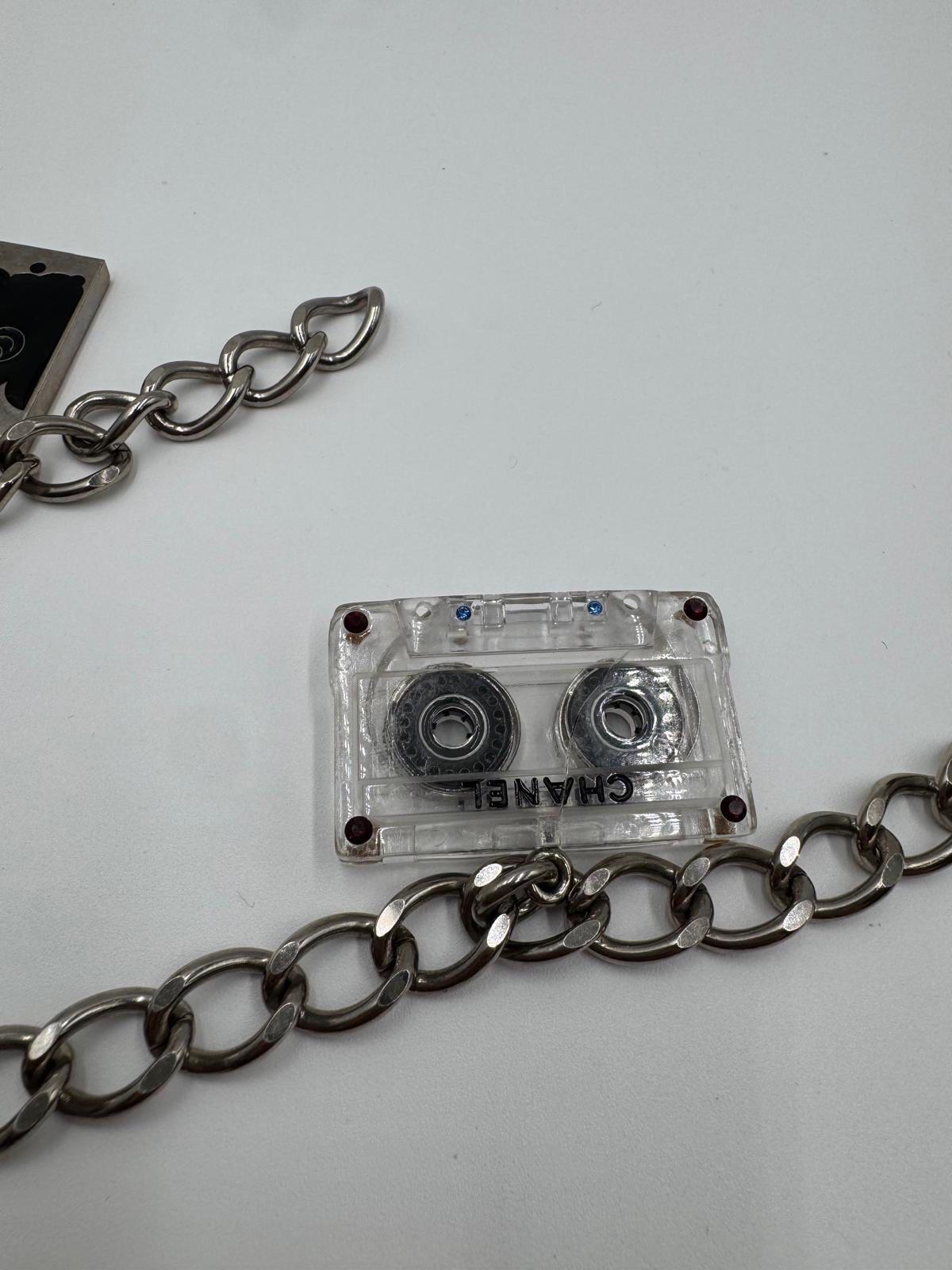 Chanel 2004 Rare Runway Charm Belt Necklace – Vinyl & Acrylic Music Theme(87 cm) For Sale 1