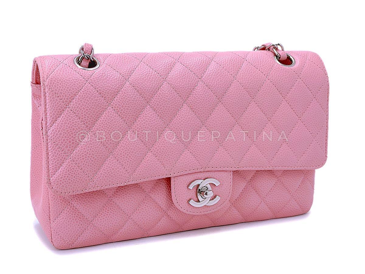 Chanel 2004 Sakura Pink Caviar Medium Classic Double Flap Bag SHW  67868 In Excellent Condition For Sale In Costa Mesa, CA