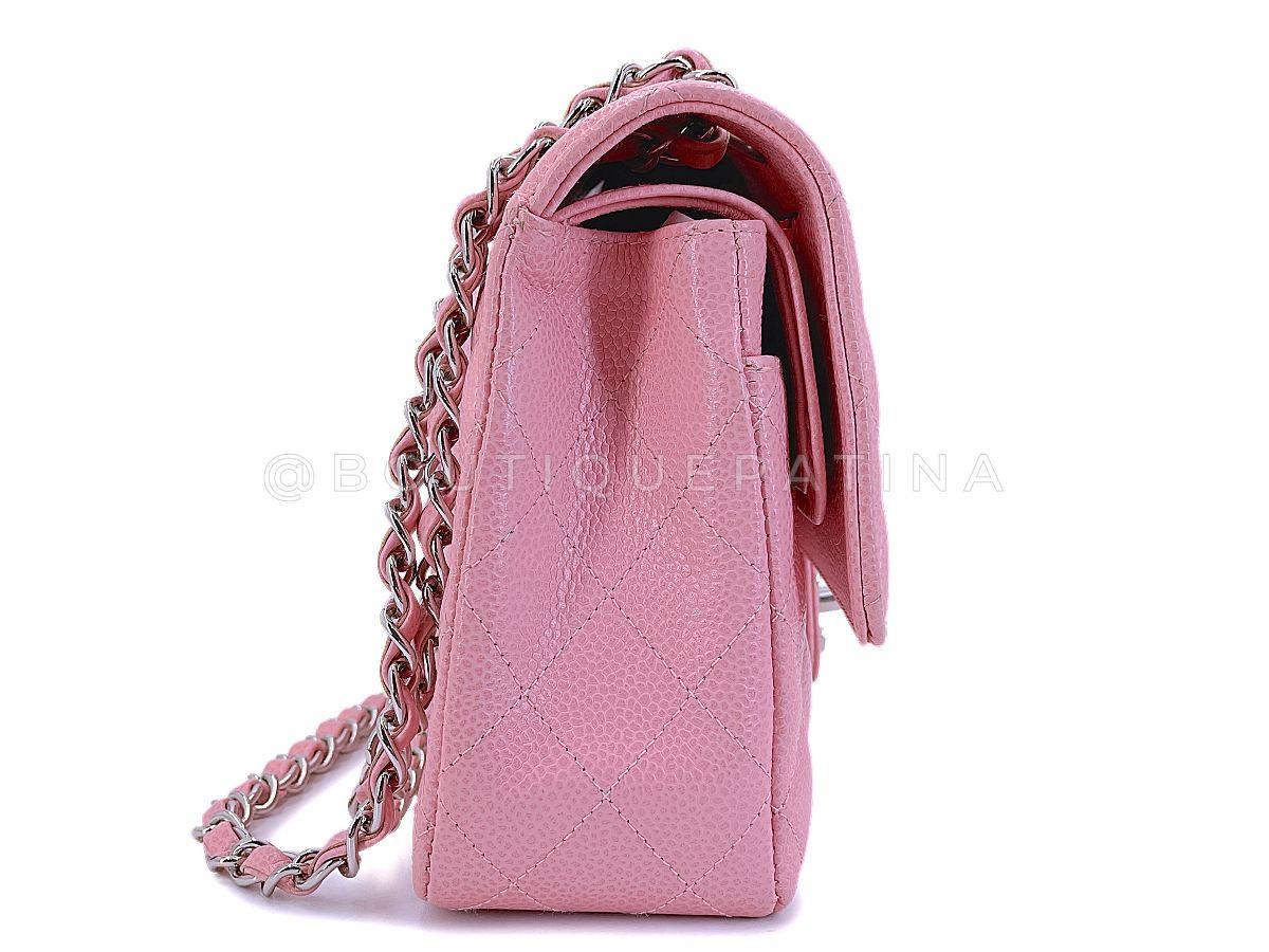 Women's Chanel 2004 Sakura Pink Caviar Medium Classic Double Flap Bag SHW  67868 For Sale