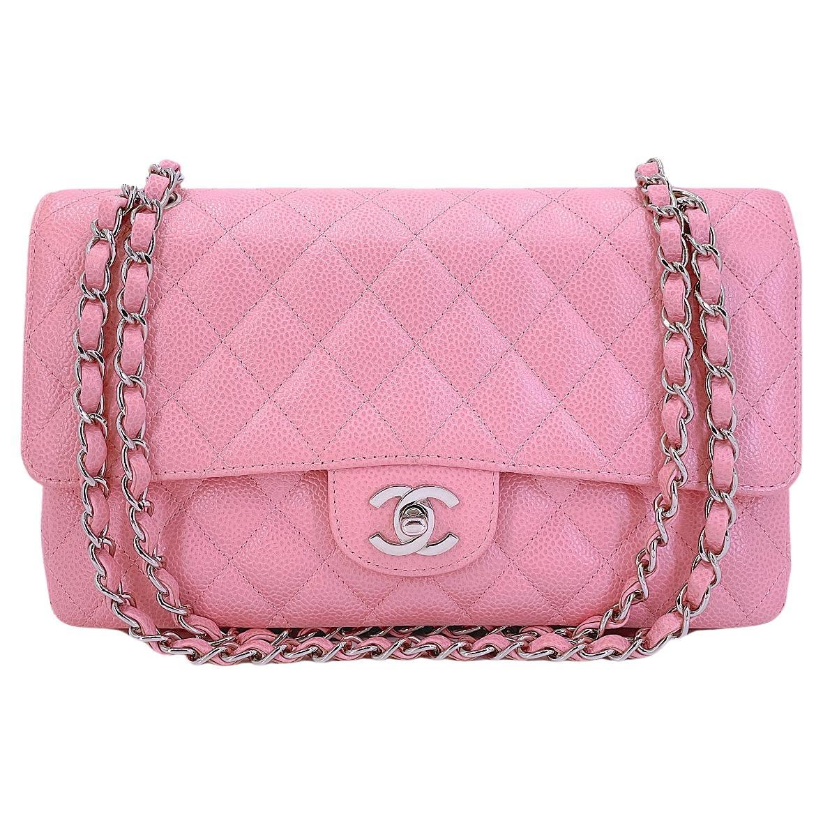 Chanel 2004 Sakura Pink Caviar Medium Classic Double Flap Bag SHW  67868 For Sale