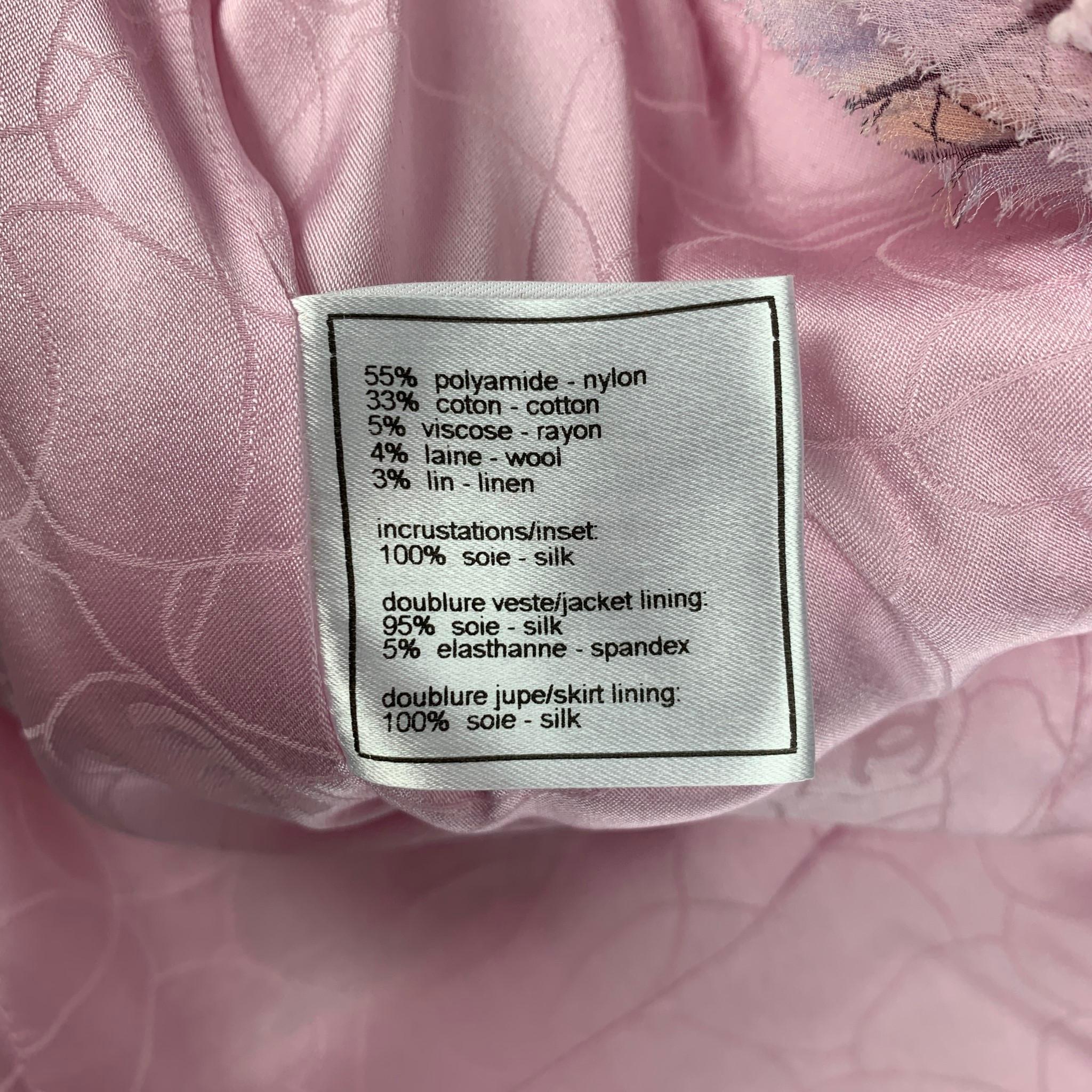CHANEL 2004 Size 6 Pink Boucle Polyamide Bend Jacket 2