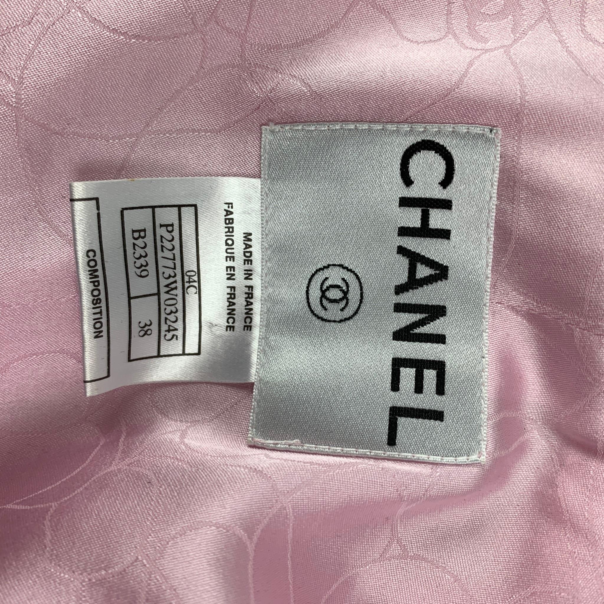 CHANEL 2004 Size 6 Pink Boucle Polyamide Bend Jacket 3