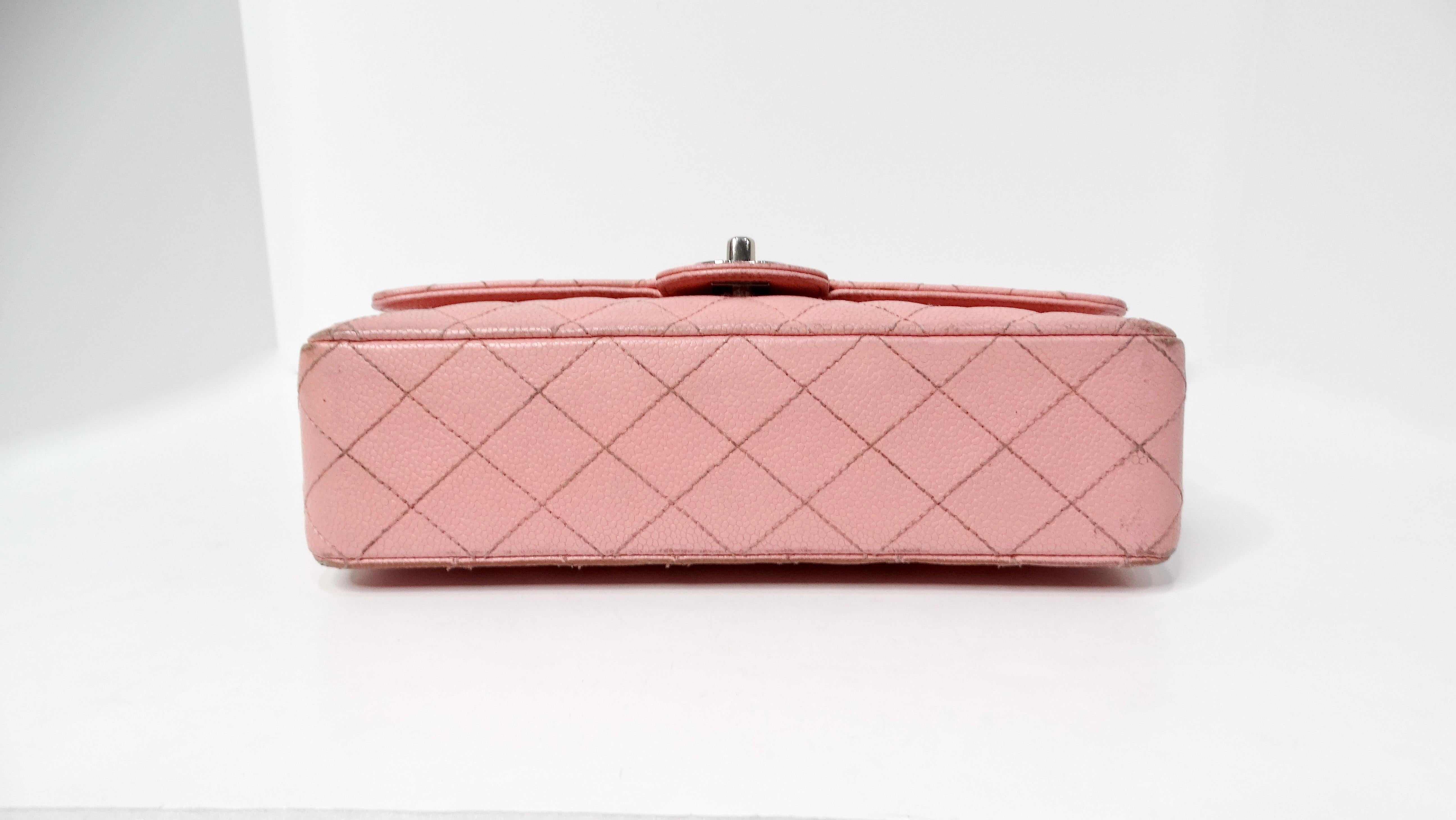 Chanel 2004 Small Pink Caviar Leather Classic Double-Flap Handbag For Sale 8