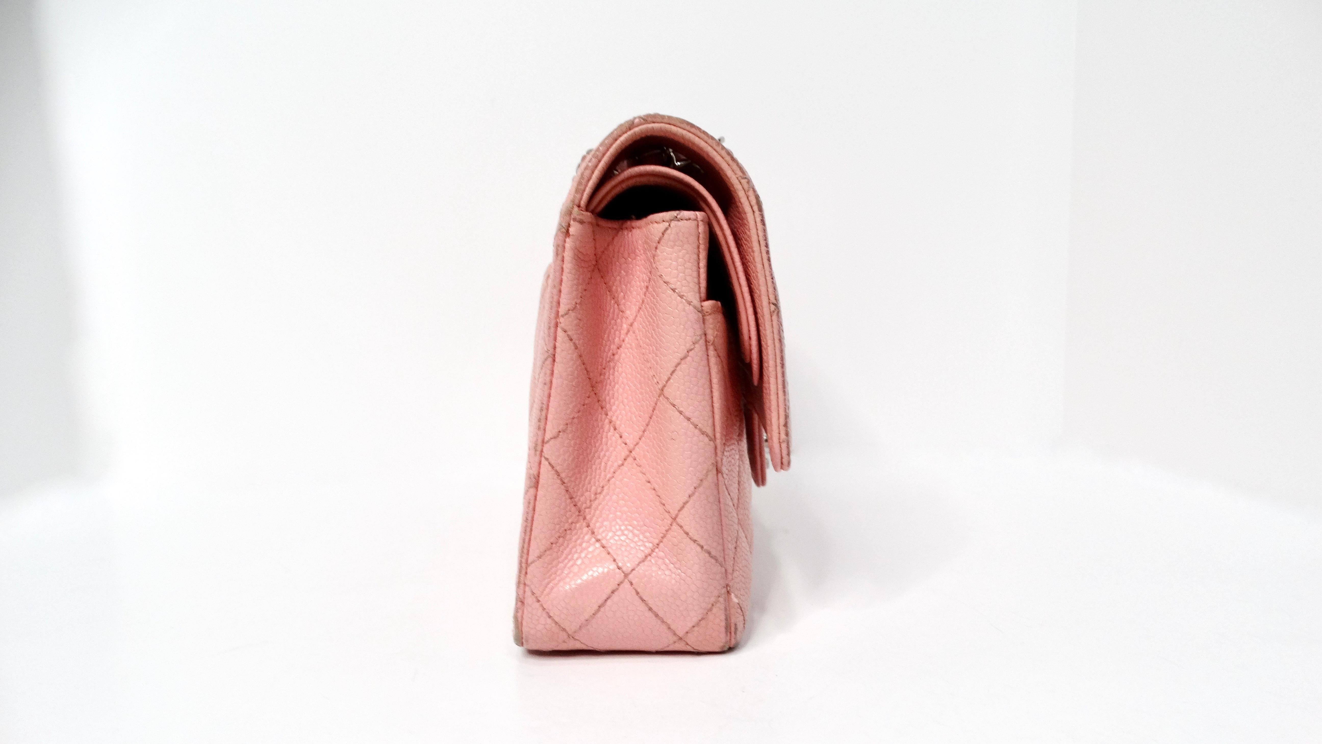 Chanel 2004 Small Pink Caviar Leather Classic Double-Flap Handbag For Sale 1