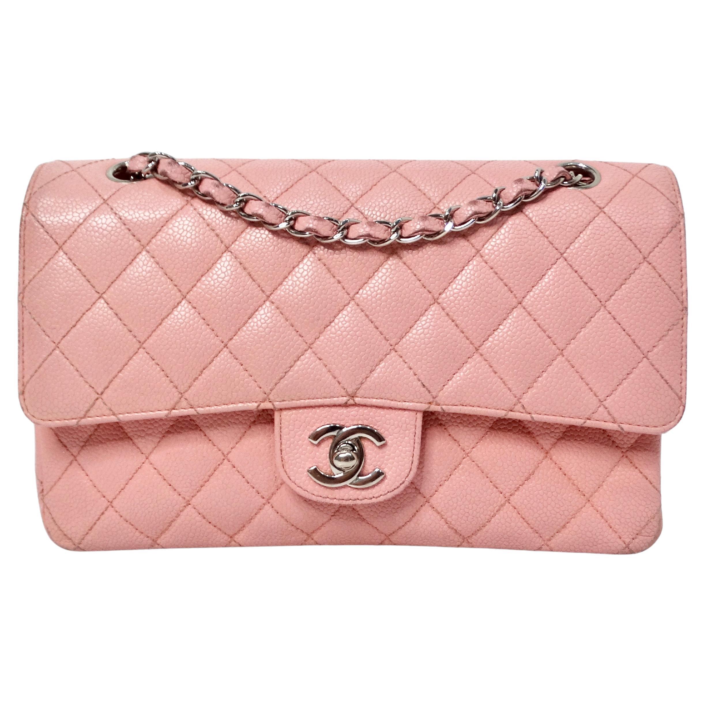 Chanel 2004 Small Pink Caviar Leather Classic Double-Flap Handbag