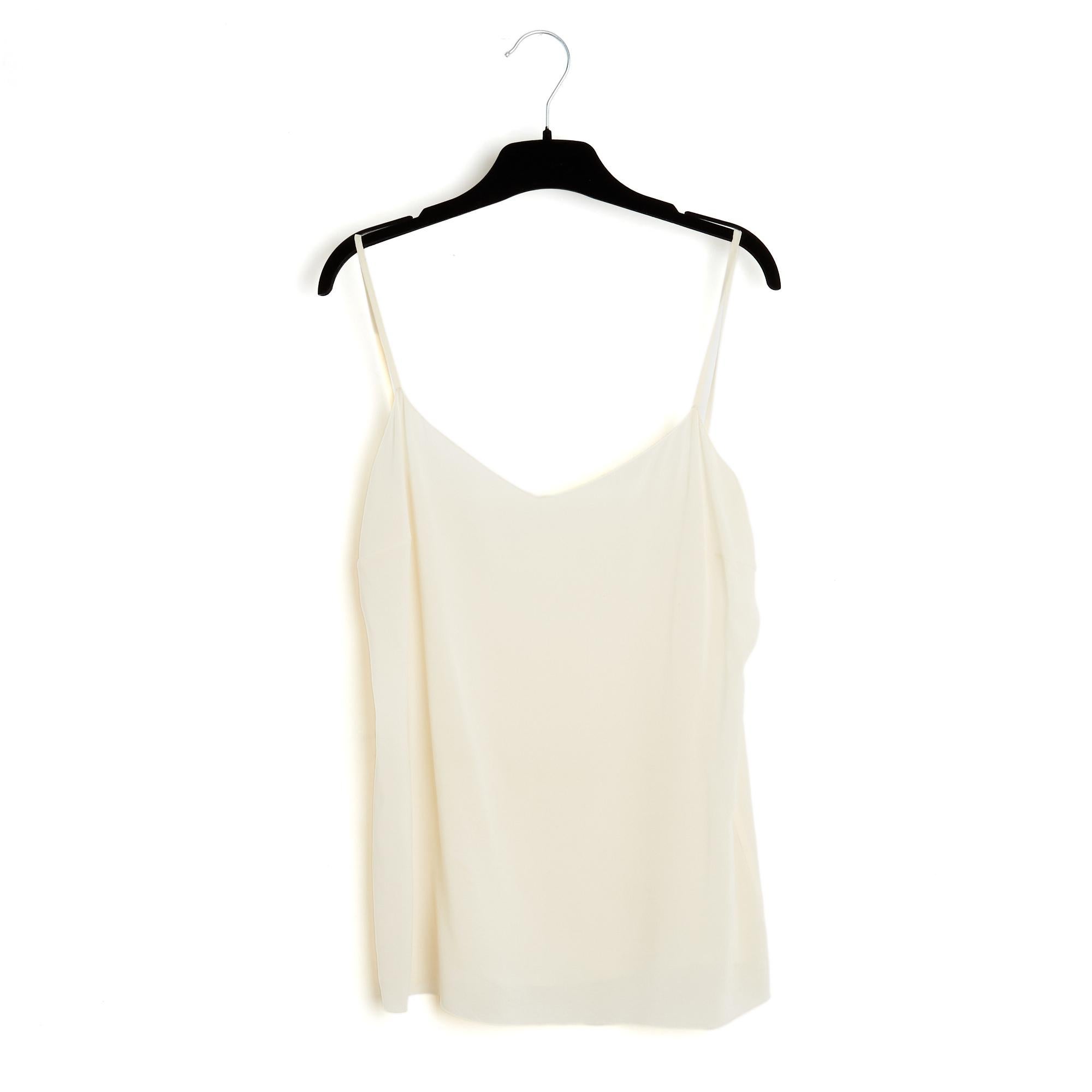 Chanel 2004 Top et Blouse Soie FR40 Camicetta e canotta in seta nera ecru UK12 US10 in vendita 2