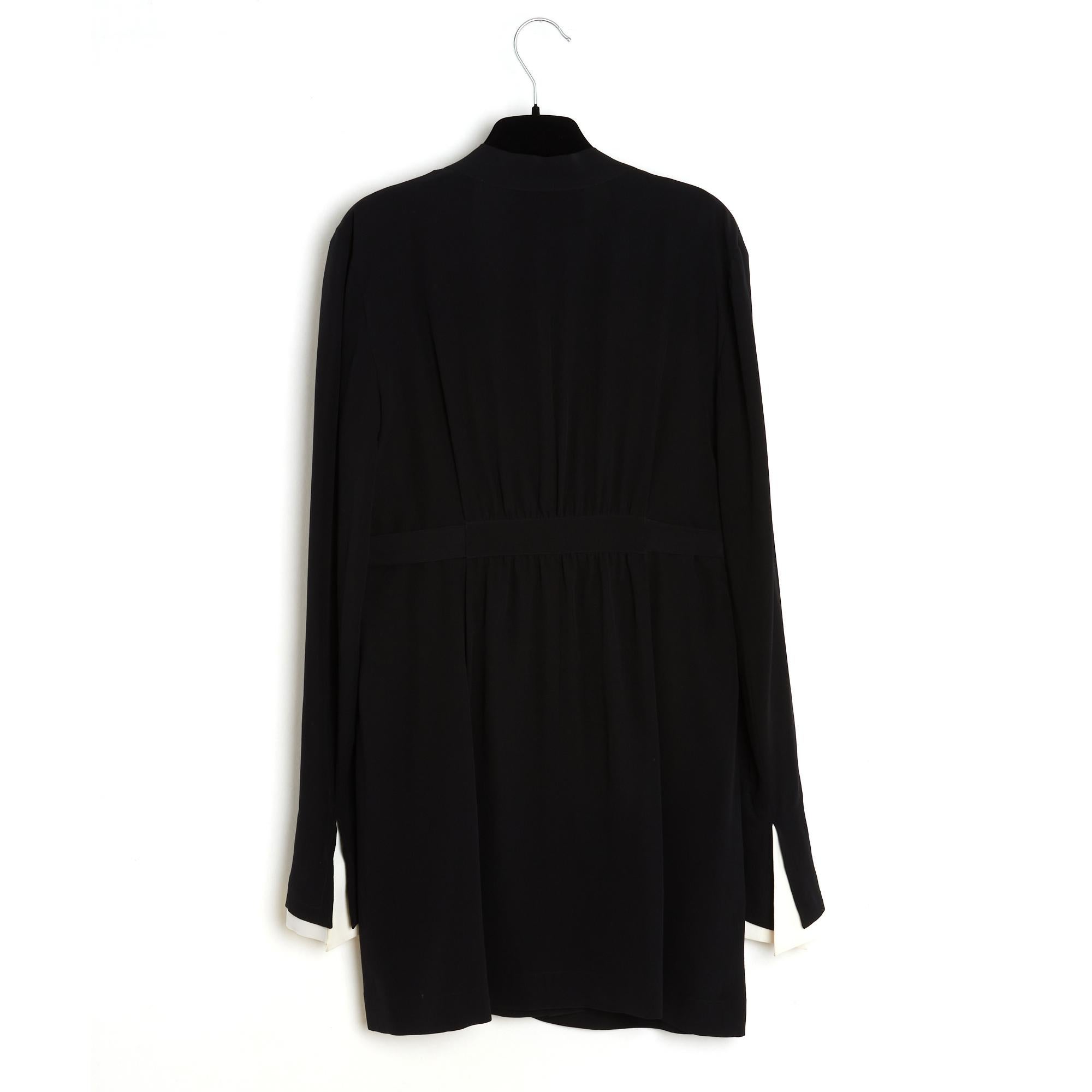 Chanel 2004 Top et Blouse Soie FR40 Camicetta e canotta in seta nera ecru UK12 US10 in vendita 3
