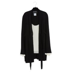 Chanel 2004 Top et Blouse Soie FR40 Blusa y Camiseta de Seda Crudo Negro UK12 US10