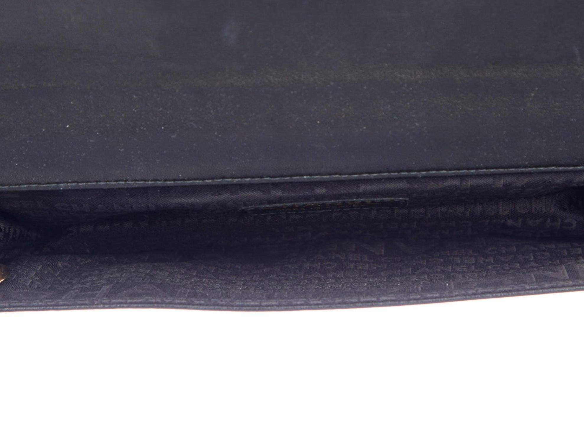 Chanel 2004 Vintage Black Lambskin Chain Embellished Punk Edgy Clutch Flap Bag For Sale 6