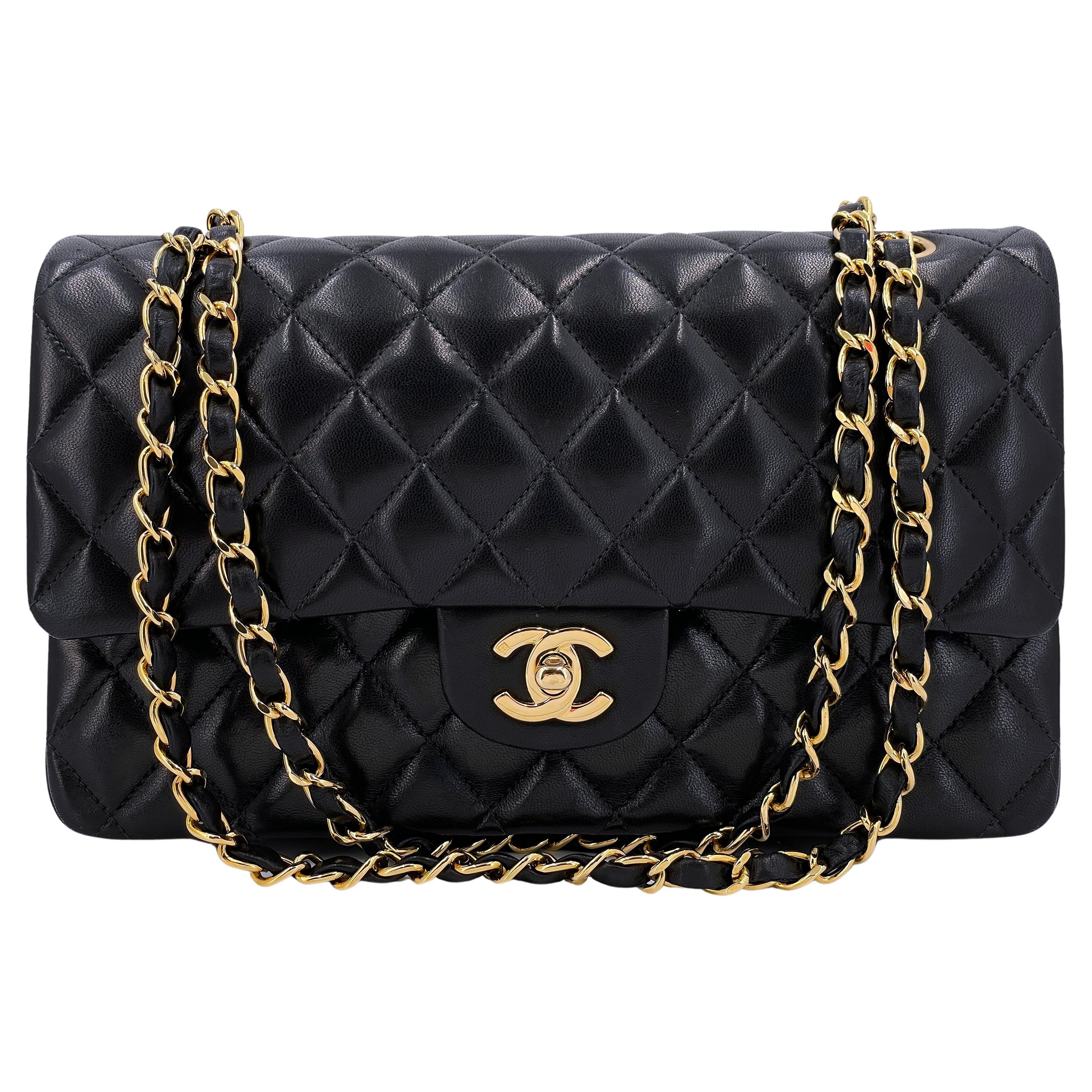 Chanel 2004 Vintage Black Medium Classic Double Flap Bag 24k GHW Lambskin 66683