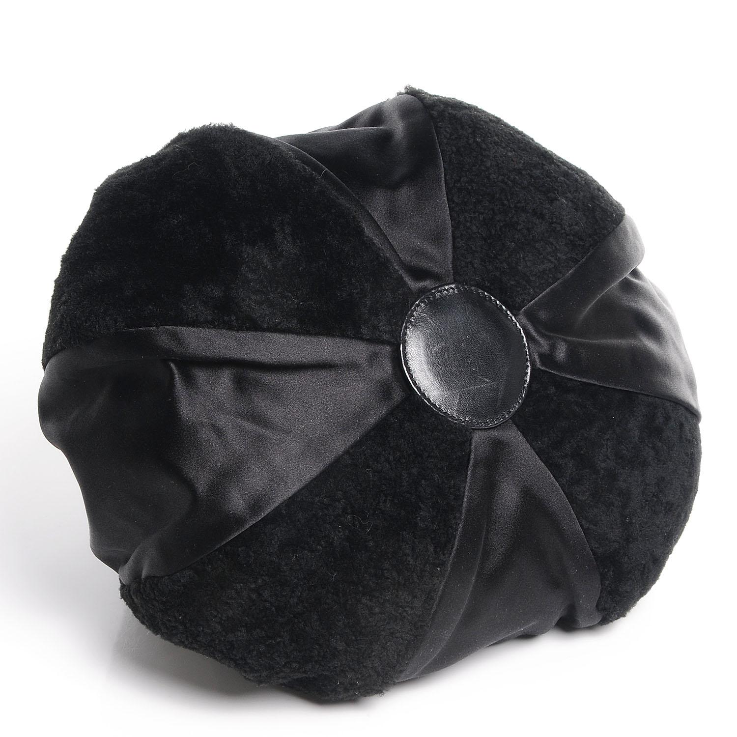 Chanel 2004 Vintage Black Shearling Satin Drawstring Tassel Bag  For Sale 1