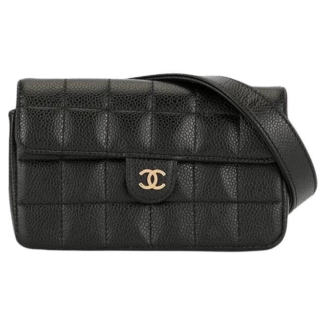 Chanel 2004 Vintage Caviar Mini Classic Flap Fanny Pack Waist Belt Bag 