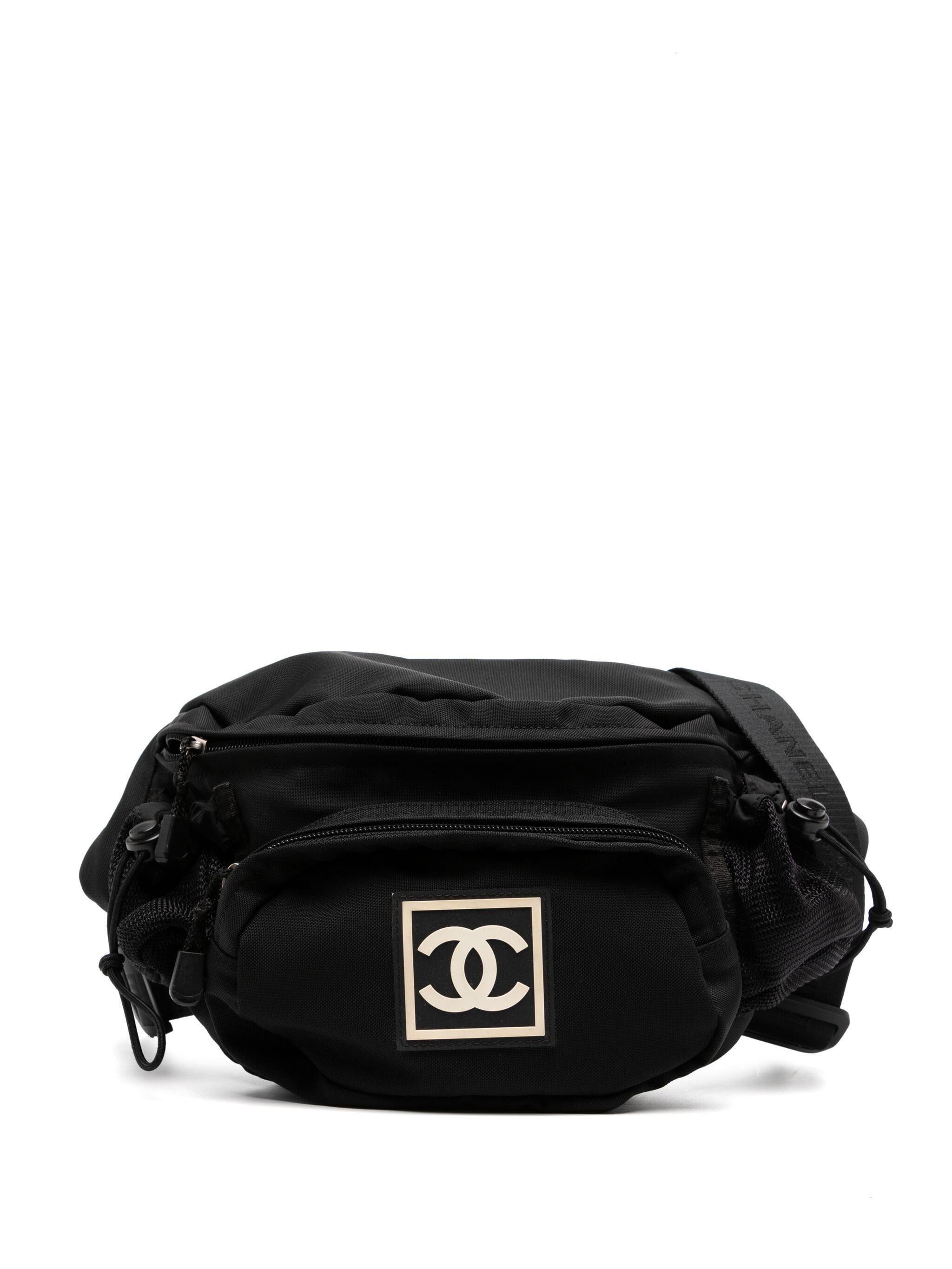 Black Chanel 2004 Vintage Rare Nylon Sport Waist Bag Belt Bag Fanny Pack For Sale